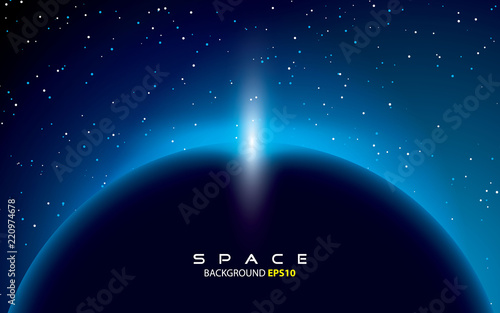 space background rising sun with blue light