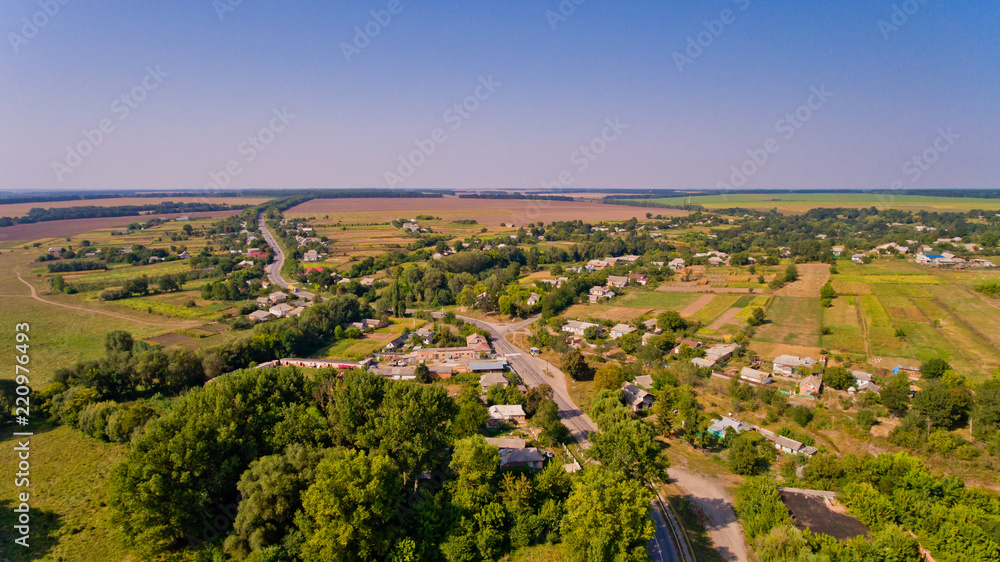 Aerial view of a typical village.