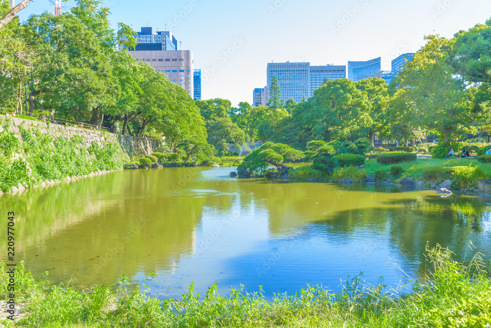View of the Hibiya Park in Tokyo, Japan.
