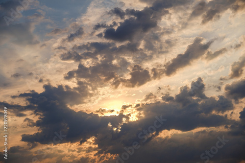 Fiery orange sunset sky. Be...