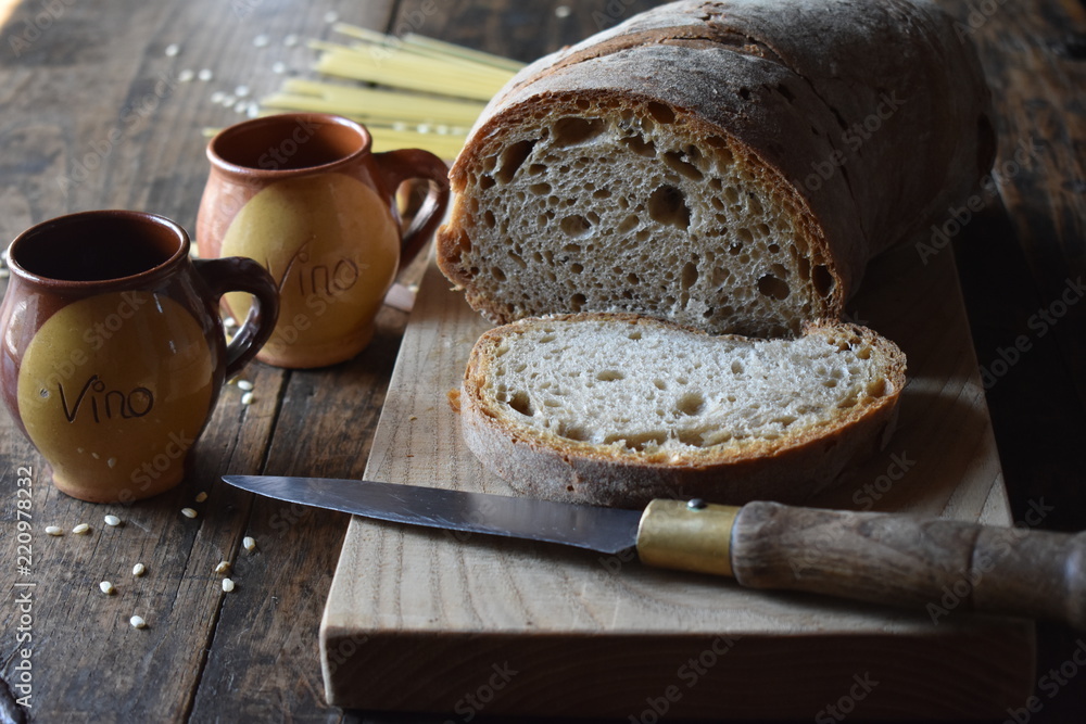 Tabla Para Cortar Pan de Madera Con Chuchillo