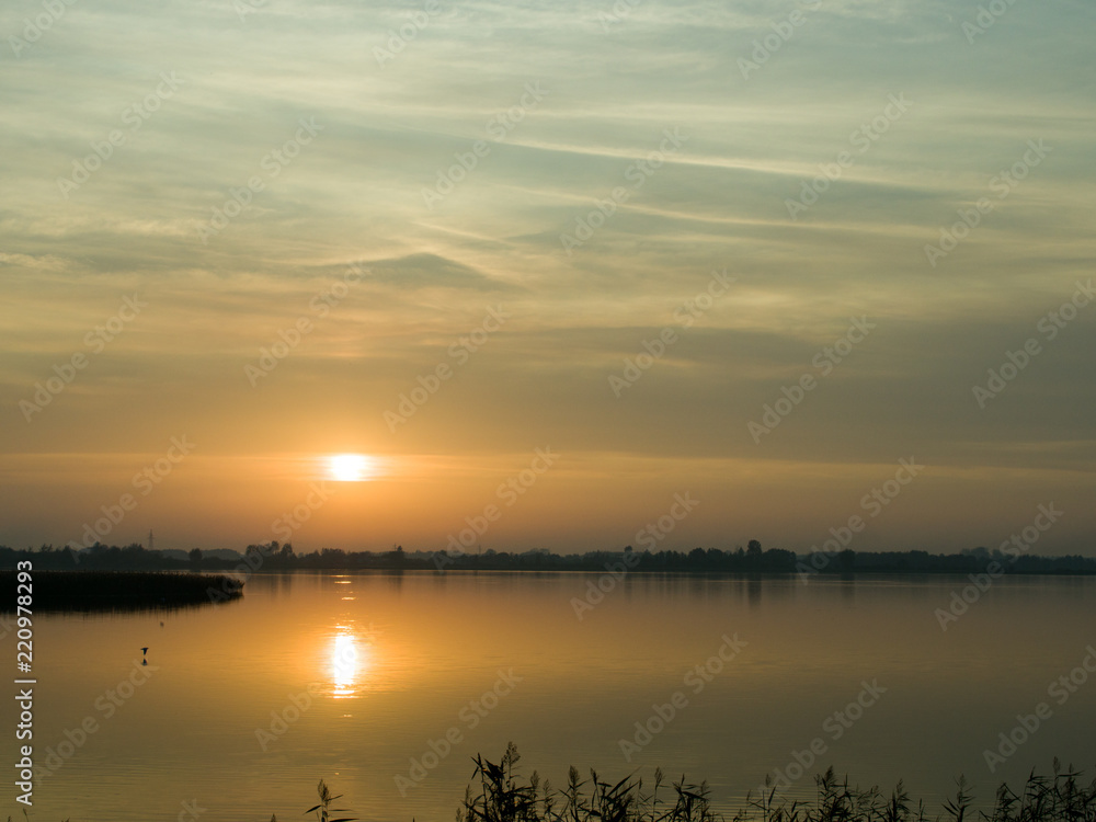 Saharian sunset at lake