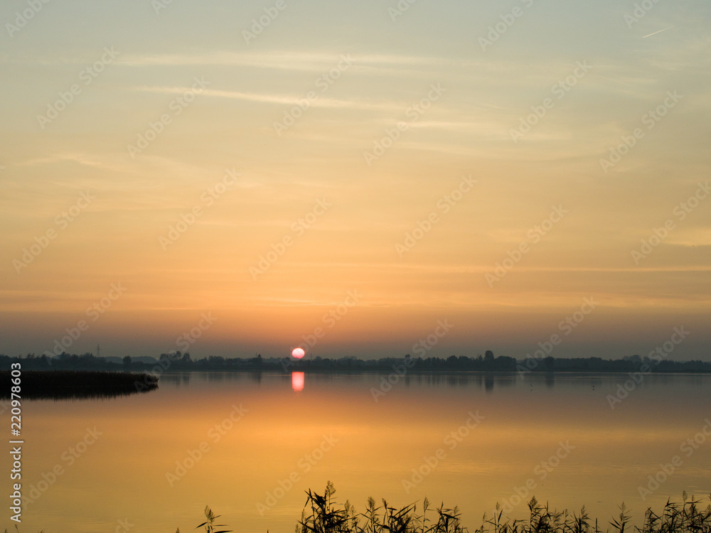 Saharian sunset at lake