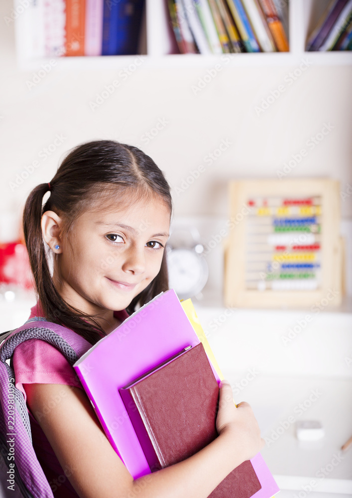Back to school concept, happy school girl, kids learning and education Back to school concept, happy school girl, kids learning and education