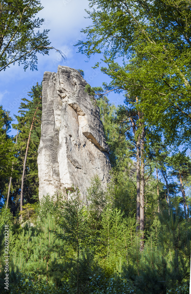 High rock towers in Bohemian paradise, Czech Republic. Summer landscape High rock towers in Bohemian paradise, Czech Republic. Summer landscape