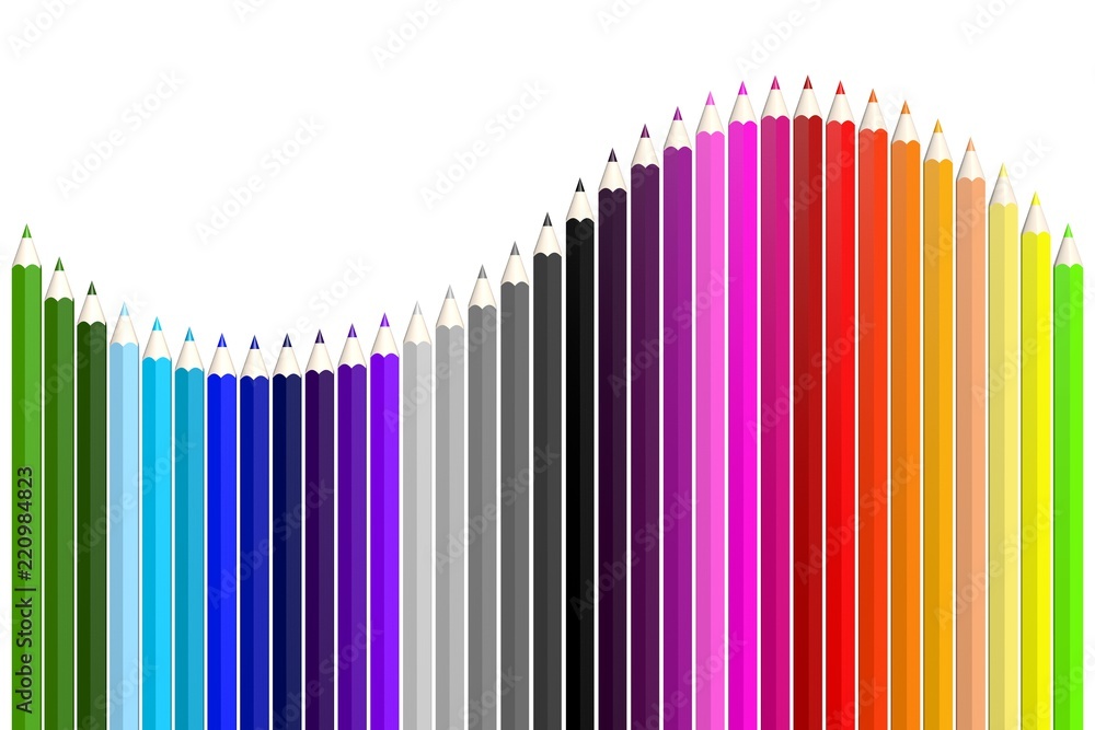 3D colorful wooden pencils/ crayons - wave shape 3D colorful wooden pencils/ crayons - wave shape