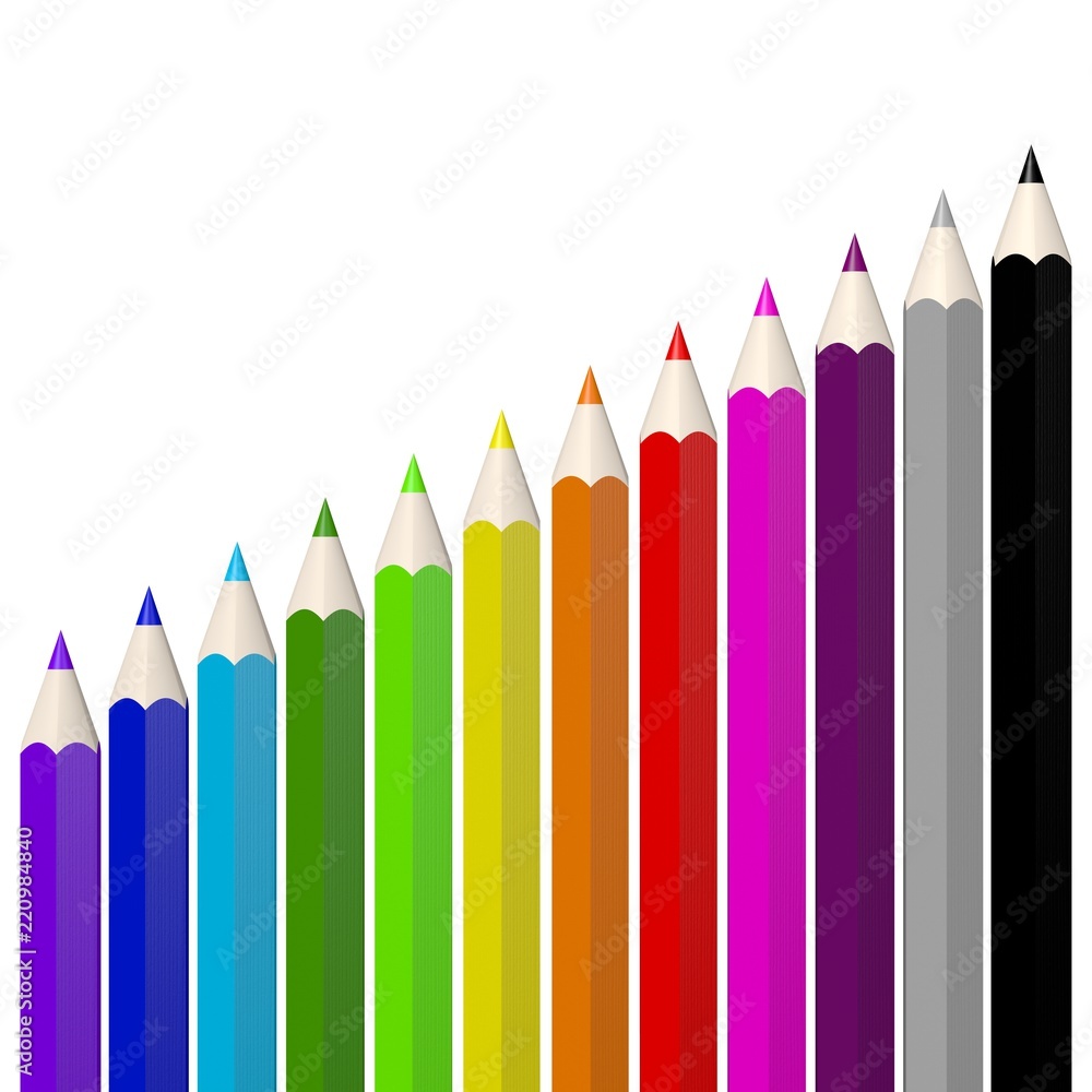 3D colorful wooden pencils/ crayons - back to school concept 3D colorful wooden pencils/ crayons - back to school concept