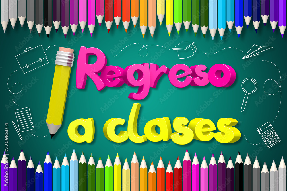 Back to school (English)/ Regreso a clases (Spanish) Stock Illustration ...