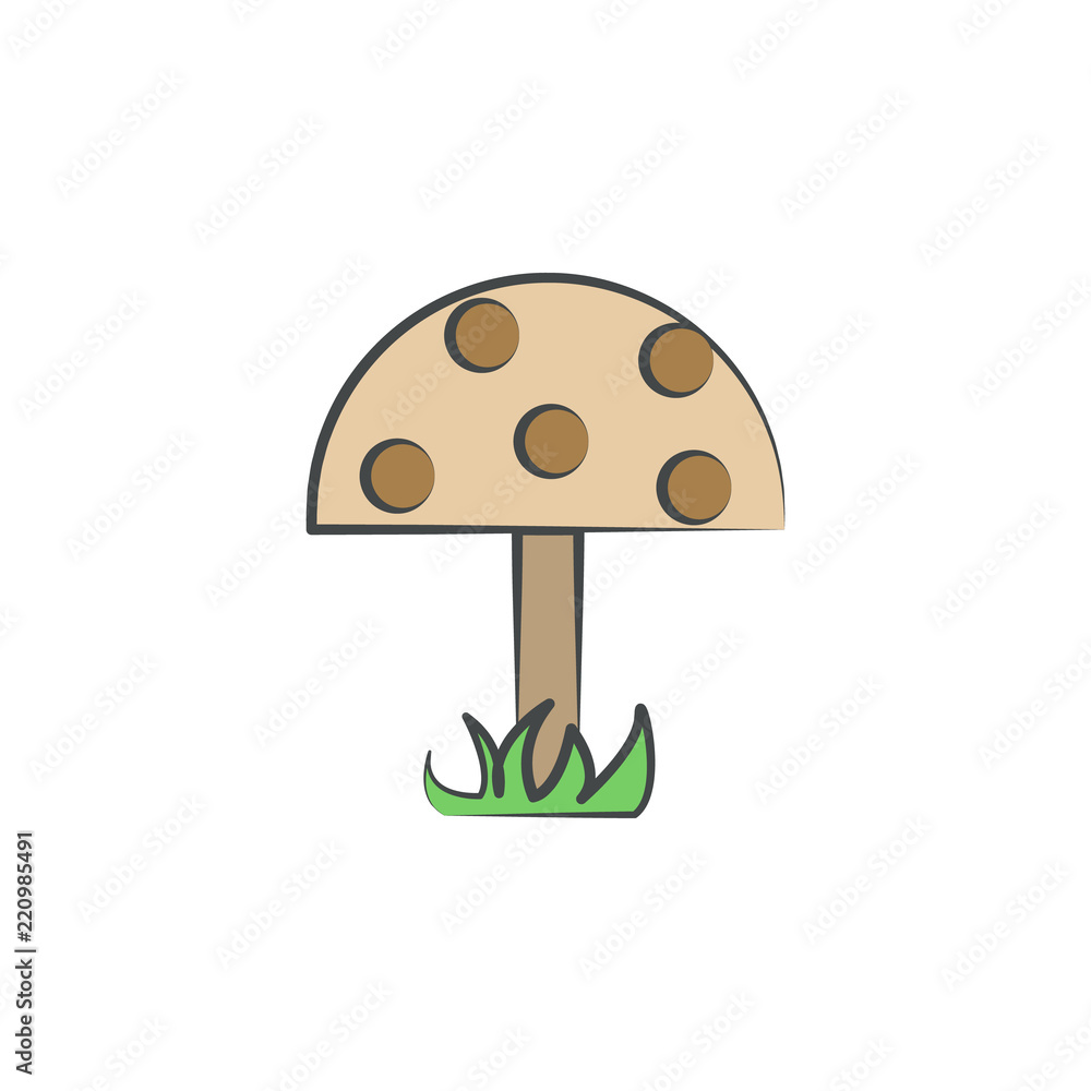 Mushroom colored hand drawn icon. Element of autumn icon for mobile concept and web apps. Hand drawn colored Mushroom can be used for web and mobile Mushroom colored hand drawn icon. Element of autumn icon for mobile concept and web apps. Hand drawn colored Mushroom can be used for web and mobile
