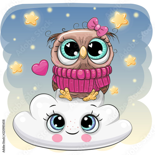 Cute Owl a on the Cloud