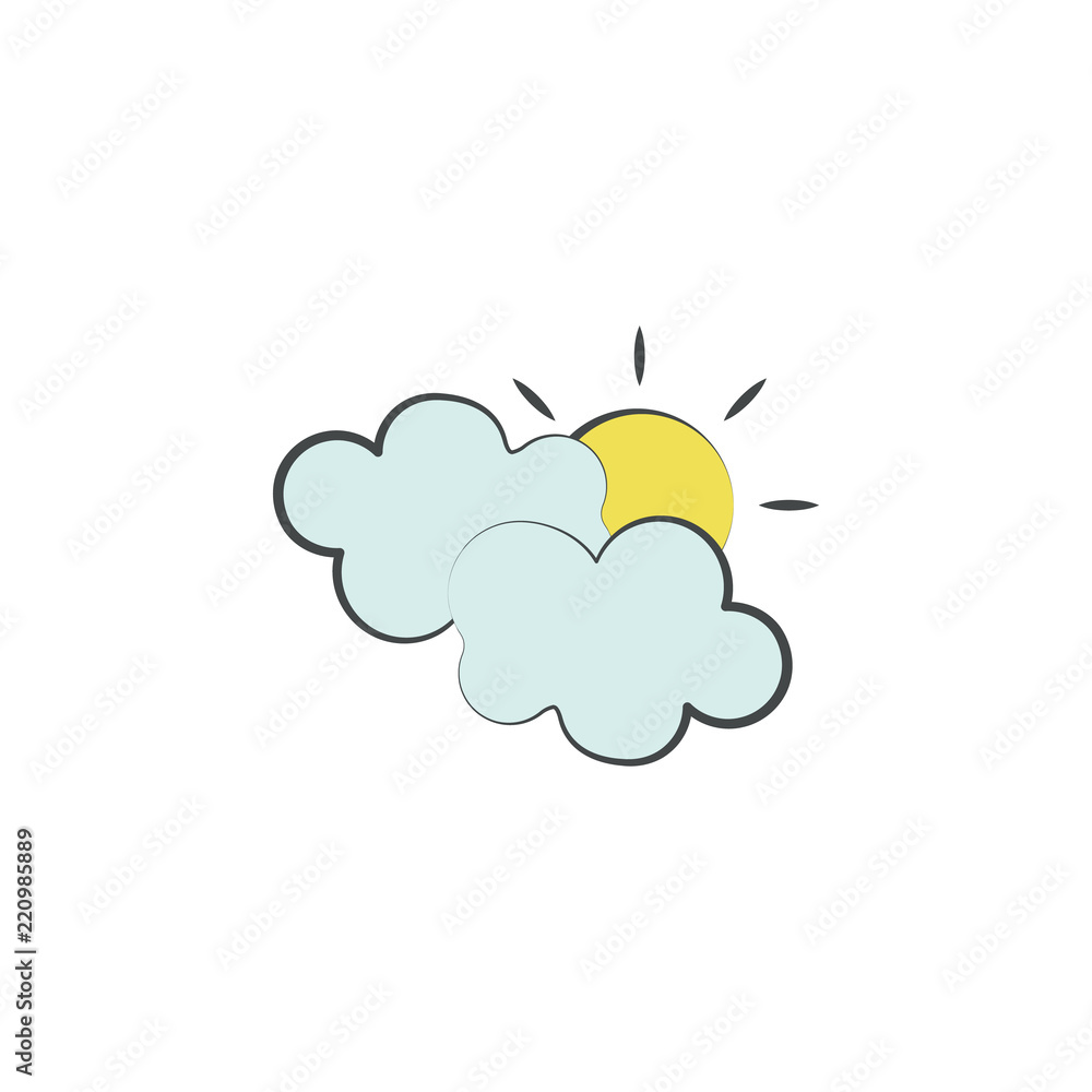 Fototapeta premium Partly cloud colored hand drawn icon. Element of autumn icon for mobile concept and web apps. Hand drawn colored Partly cloud can be used for web and mobile