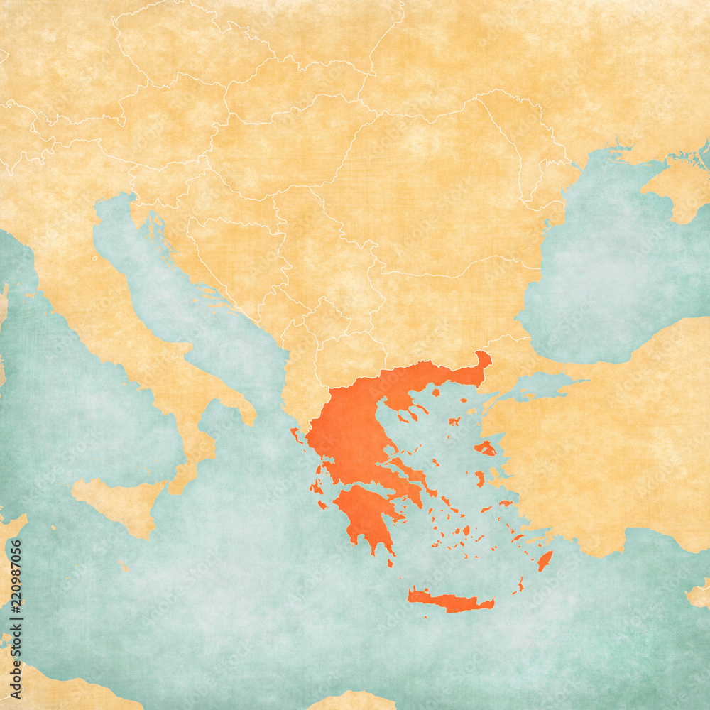 Map of Balkans - Greece