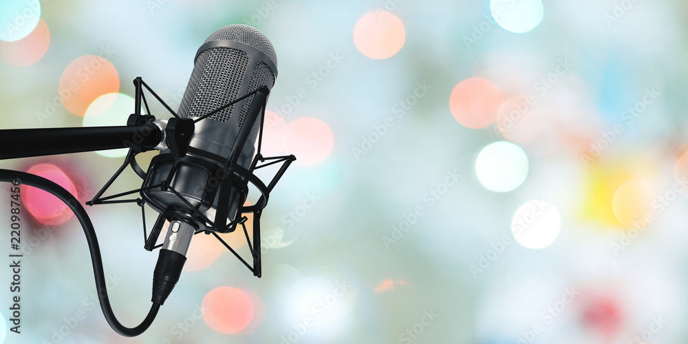 microphone in studio at background 3d illustration microphone in studio at background 3d illustration