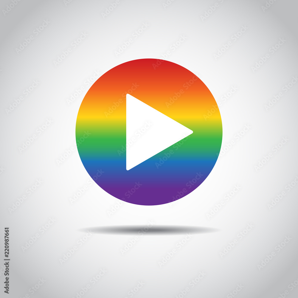 Red button video player. Social media icon in LGBT color. Flat Social Media Background Sign Download. Vector Logo Red button video player. Social media icon in LGBT color. Flat Social Media Background Sign Download. Vector Logo