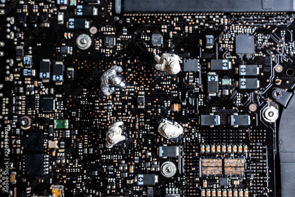 Miniature with laptop circuit board. Miniature with laptop circuit board.