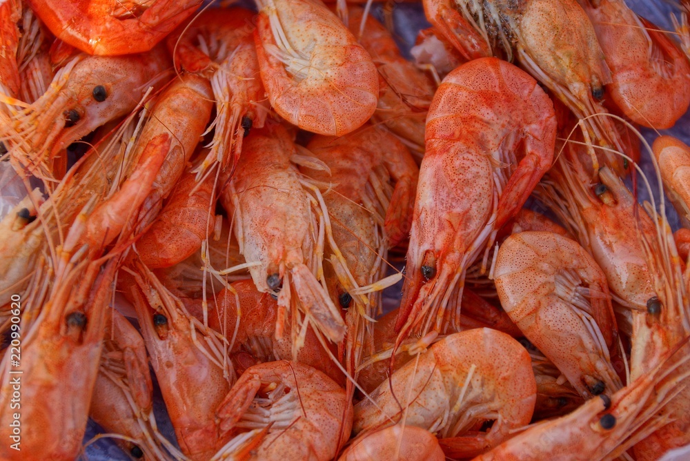 natural red texture of a heap of boiled shrimps natural red texture of a heap of boiled shrimps