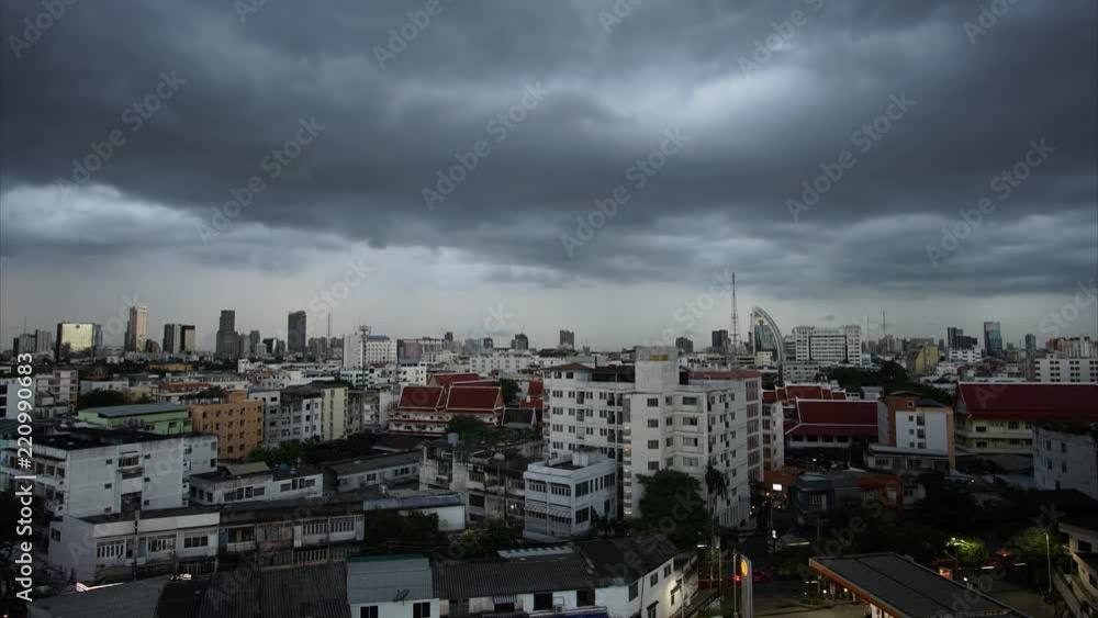 4K Time Lapse dark cloud storm before raining on downtown of Bangkok,Thailand 4K Time Lapse dark cloud storm before raining on downtown of Bangkok,Thailand