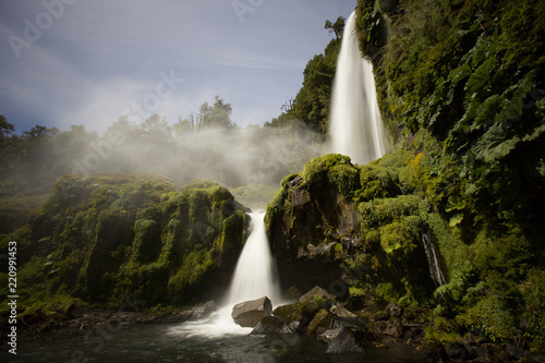 Waterfall Rio Bonito, on Bayo Mountain path, Villa La Angostura, Patagonia, Argentina photo