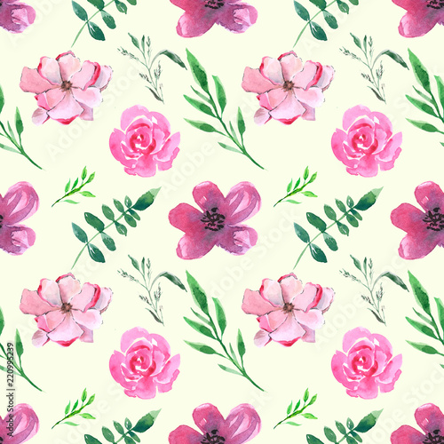 floral watercolor patterns. print Wallpaper to portray. hand-drawn paints. living material.