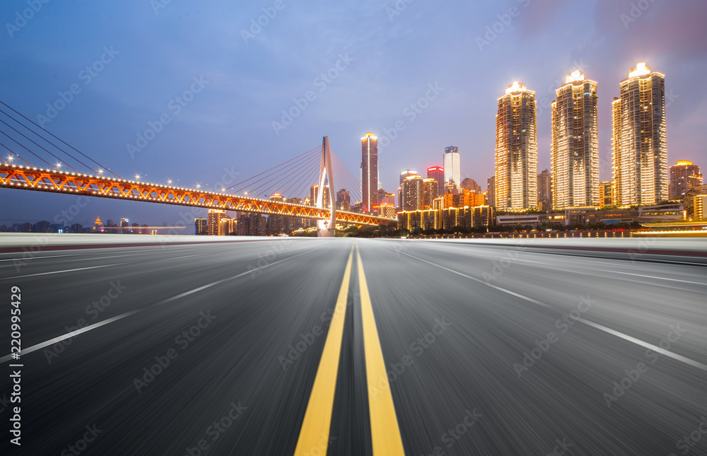 Fototapeta premium The expressway and the modern city skyline are in Chongqin.g, China