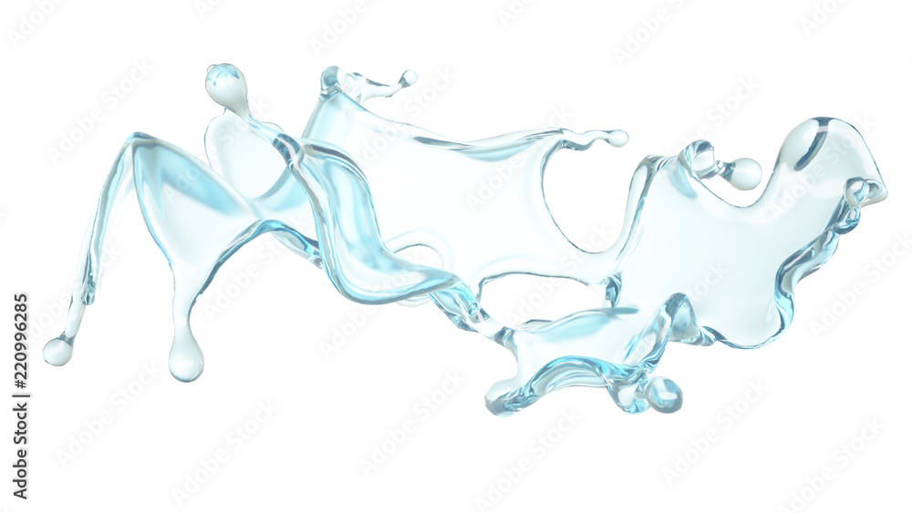 A blue splash of water. 3d illustration, 3d rendering. A blue splash of water. 3d illustration, 3d rendering.