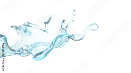A blue splash of water. 3d illustration  3d rendering.