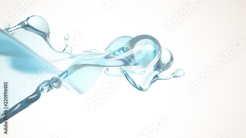 A blue splash of water. 3d illustration, 3d rendering.