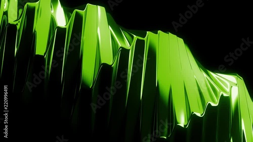 3d render abstract background with twisted metallic shape. Complex distortion of geometry. Reflective material. Loopable rotation animation.
