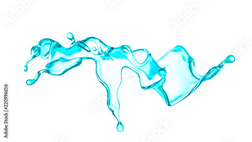 A blue splash of water. 3d illustration, 3d rendering.