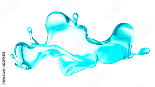 A blue splash of water. 3d illustration  3d rendering.
