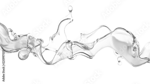 Fototapeta Naklejka Na Ścianę i Meble -  A clear splash of water. 3d illustration, 3d rendering.