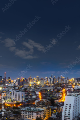 cityscape Bangkok skyline in Twilight night view  Thailand. Bangkok is metropolis and favorite of tourists live at between modern building   skyscraper  Community residents