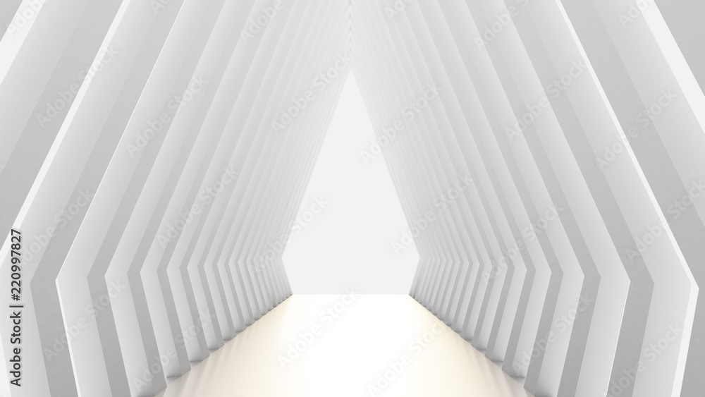 Obraz premium White tunnel and light. 3d illustration, 3d rendering.