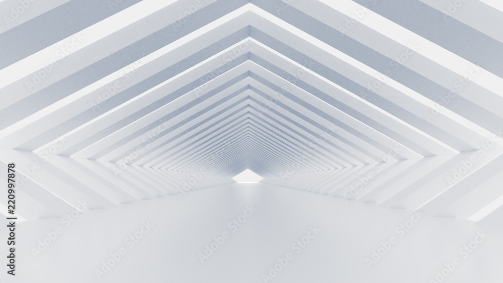 Obraz premium White tunnel and light. 3d illustration, 3d rendering.