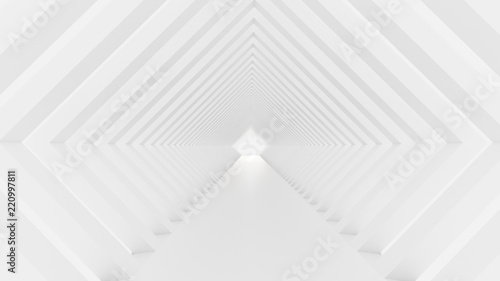White tunnel and light. 3d illustration  3d rendering.