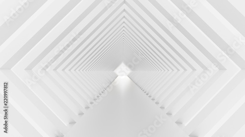 White tunnel and light. 3d illustration, 3d rendering.