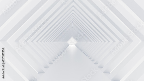 White tunnel and light. 3d illustration, 3d rendering. © Pierell