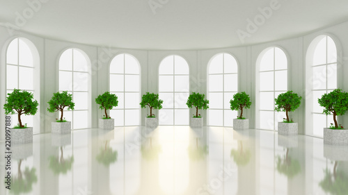 White empty interior, room with windows. 3d illustration, 3d rendering. © Pierell