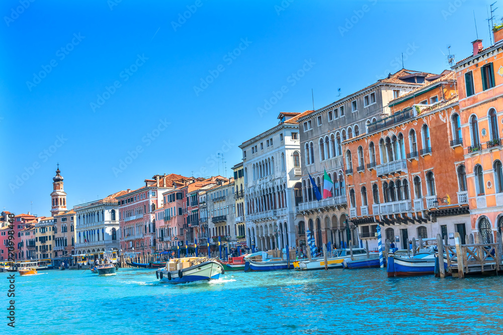 Colorful Grand Canal Boats Gondolas Venice Italy