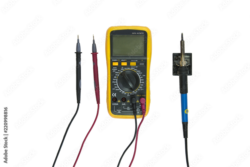 Multimeter and soldering iron Multimeter and soldering iron