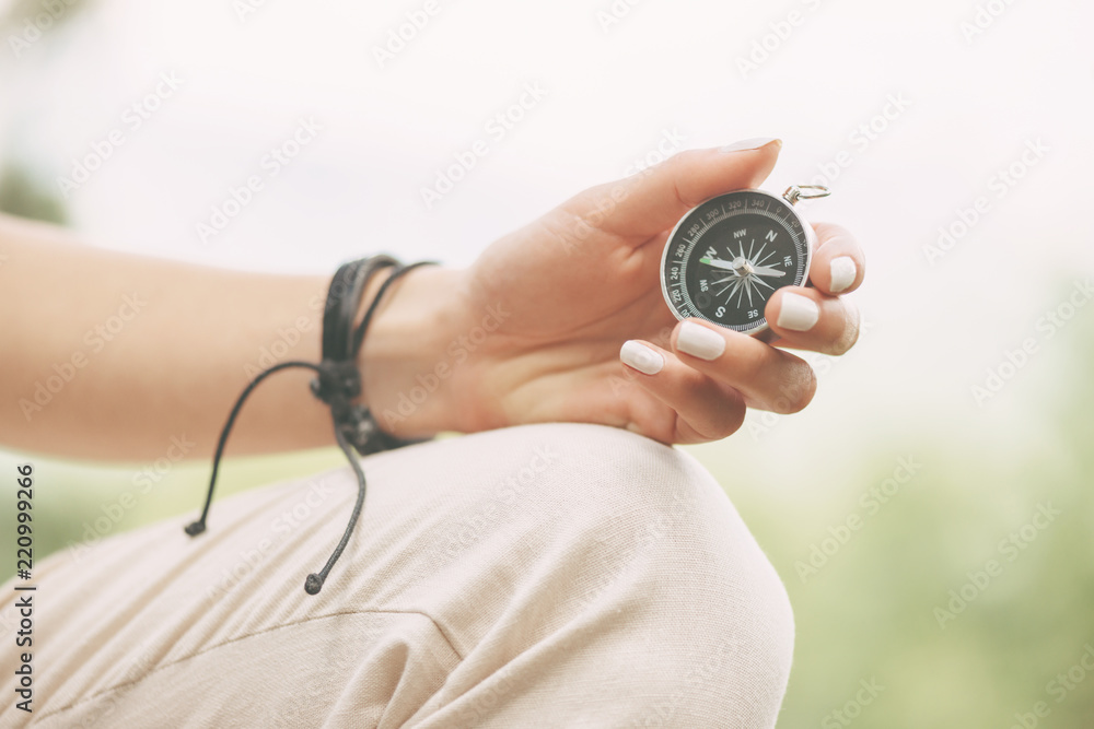 Hand with compass. Hand with compass.