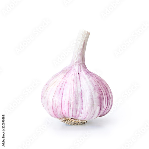 Raw garlic on white.