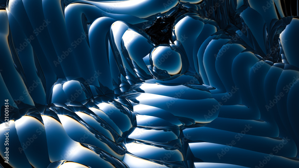 Obraz premium Blue metallic background. 3d illustration, 3d rendering.