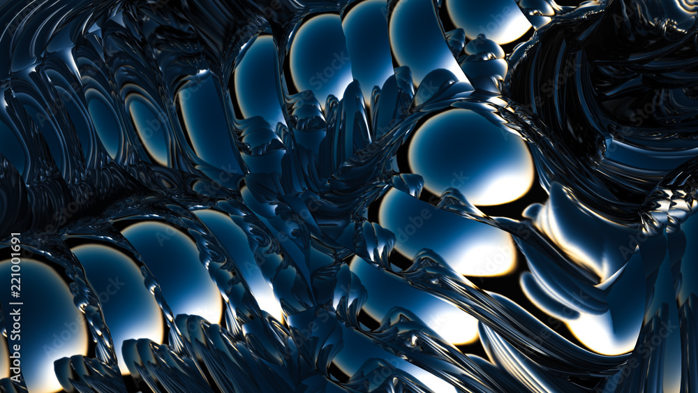 Obraz premium Blue metallic background. 3d illustration, 3d rendering.