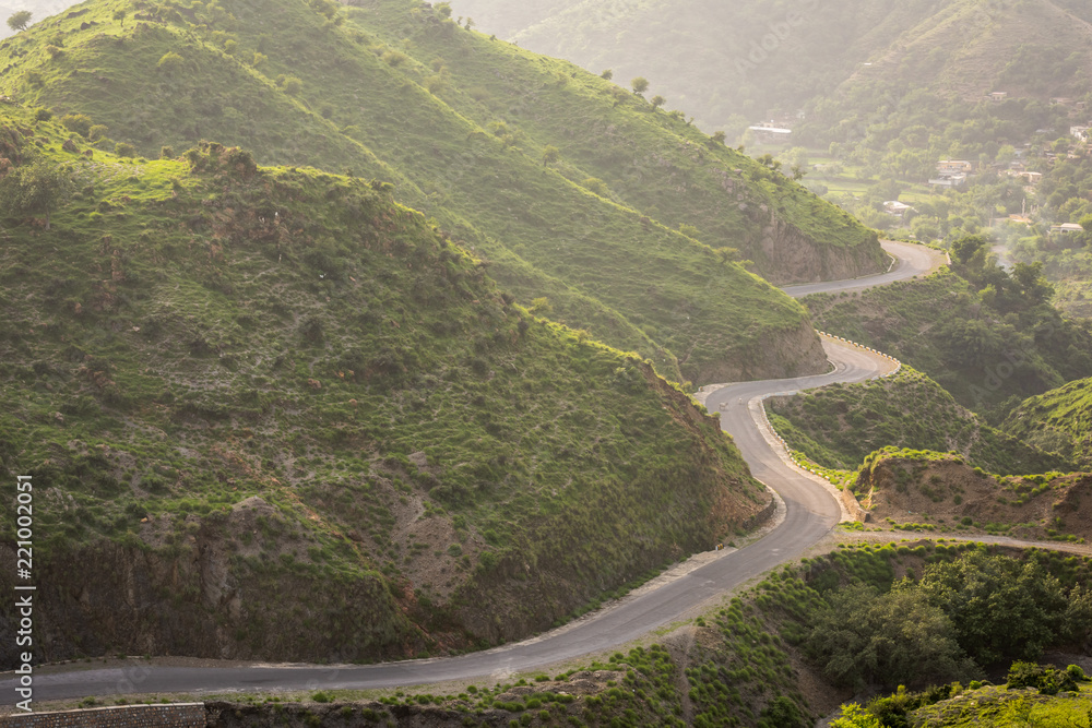 Top View, Dangerous road at KPK mountain Range in Pakistan Top View, Dangerous road at KPK mountain Range in Pakistan