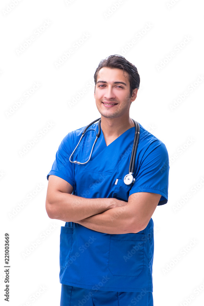 Young male doctor isolated on white background Young male doctor isolated on white background