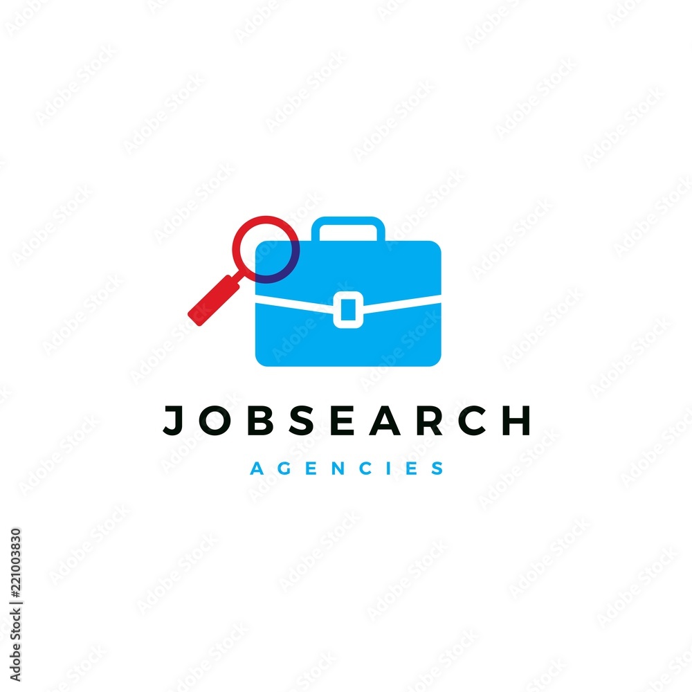 job search match briefcase puzzle logo vector icon illustration
