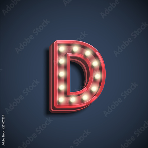 Realistic font character with lamps, vector illustration