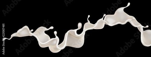 Fototapeta Naklejka Na Ścianę i Meble -  A splash of milk on a black background. 3d illustration, 3d rendering.