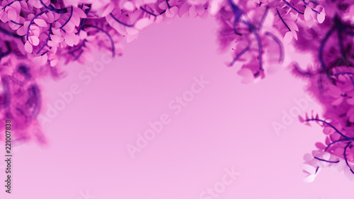 Beautiful purple background with leaves, season of the year. 3d illustration, 3d rendering.